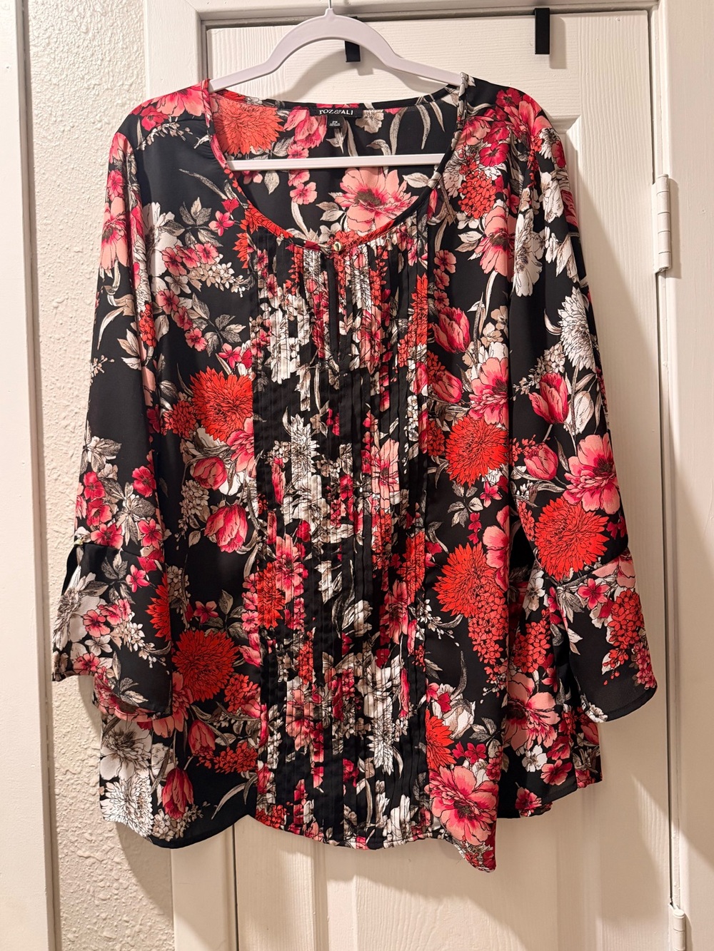 Roz & Ali 2X top blouse floral print